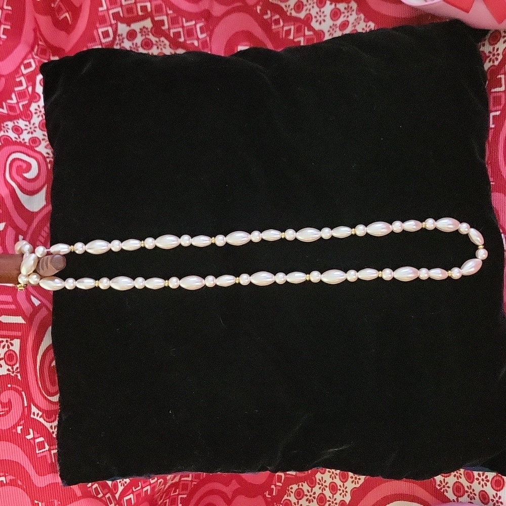 Vintage Marvella Signed Faux Pink Pearl Necklace